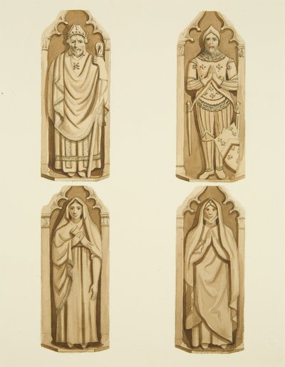 Four figures decorating the doors made by Clarke, on each side of the altar of St Mark