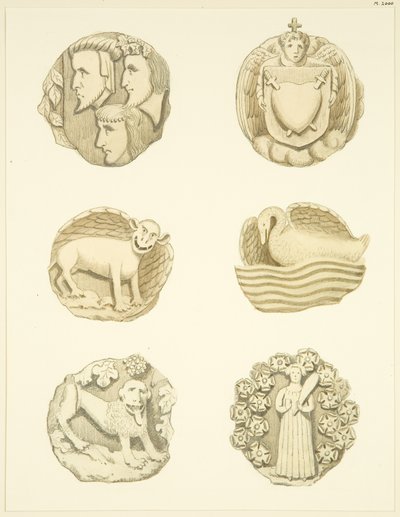 Groin stones (bosses) in ceiling of Redcliffe Church by Joseph Manning