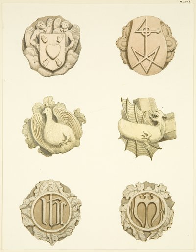 Groin stones (bosses) in ceiling of Redcliffe Church by Joseph Manning