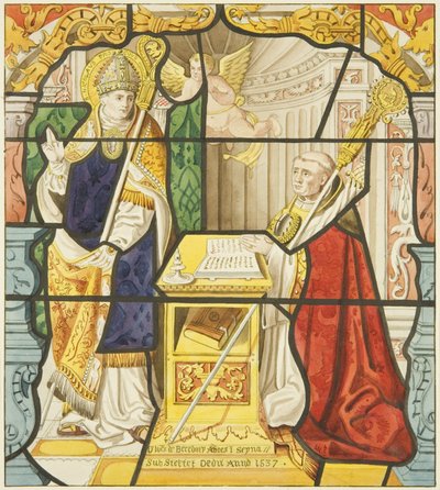 Stained glass in vestry window of St Mark