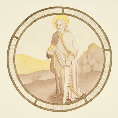 Stained glass in window of private chapel of Bishop
