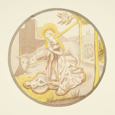 Stained glass in window of private chapel of Bishop
