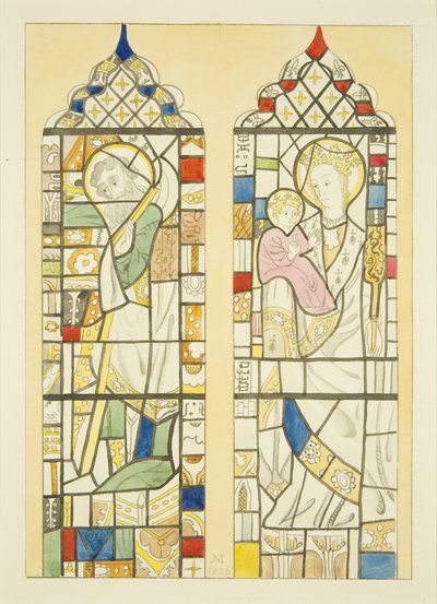 Stained glass in window over font of St Mary Redcliffe by Joseph Manning