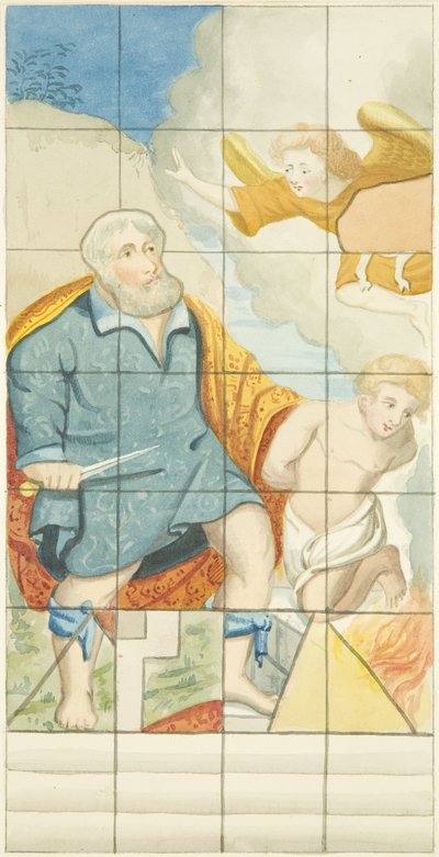 Stained Glass Window at East End of the North Aisle of Bristol Cathedral Showing Abraham and Isaac by Joseph Manning