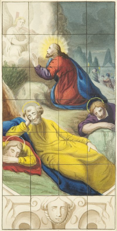 Stained Glass Window at East End of the North Aisle of Bristol Cathedral Showing Christ in the Garden in an Agony by Joseph Manning