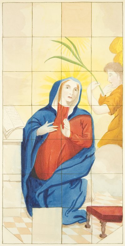 Stained Glass Window at East End of the South Aisle of Bristol Cathedral Showing the Annunciation by Joseph Manning