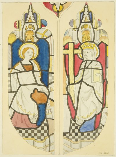 Two Figures in East Window North Transept of St Mary Redcliffe by Joseph Manning