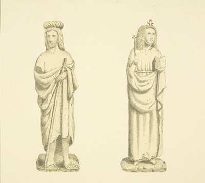 Two Figures in Niches of Tower of St Mary Redcliffe by Joseph Manning
