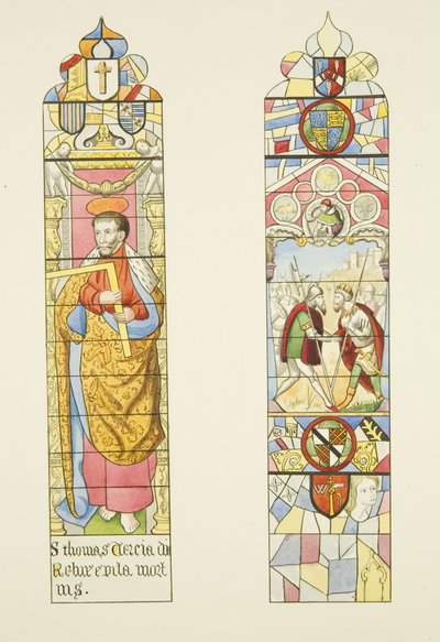 Two stained glass windows forming the altar window of St. Mark