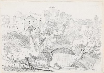 A Waterfall near a Hilltown in Italy by Joseph Marie Vien