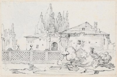 House and Trees across a Garden Wall by Joseph Marie Vien
