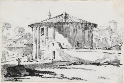 The Round Temple on the Piazza Bocca della Verità, Rome by Joseph Marie Vien