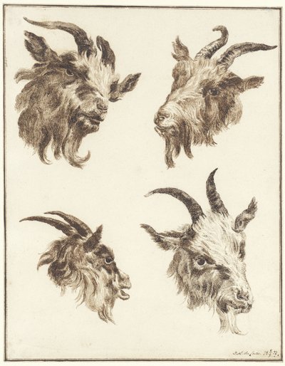Four Studies of Goat Heads by Joseph Mendes da Costa