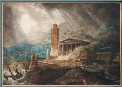 A Capriccio of a Roman Port during a Storm by Joseph Michael Gandy