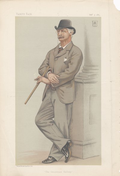 Coutts Lindsay, The Grosvenor Gallery from Vanity Fair 3rd February 1883 by Joseph Middleton Jopling