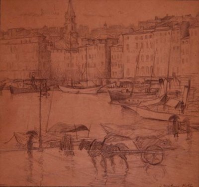 Harbour Scene, Rainy Day by Joseph Milner Kite