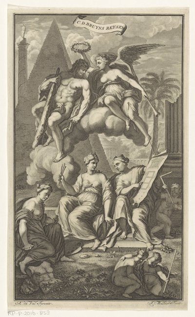 Hercules Crowned by Victoria, Title Page for: Cornelis de Bruyn, Travels, 1698 by Joseph Mulder