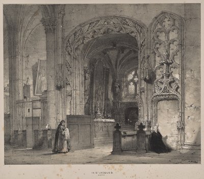 Architecture of the Middle Ages: Chapel in St. Jacques, Dieppe by Joseph Nash