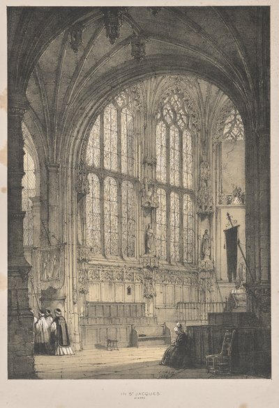 Architecture of the Middle Ages: In St. Jacques, Dieppe, East End, Interior by Joseph Nash