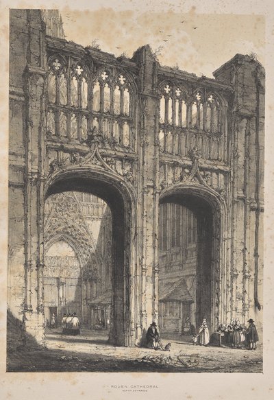 Architecture of the Middle Ages: Rouen Cathedral, North Entrance by Joseph Nash