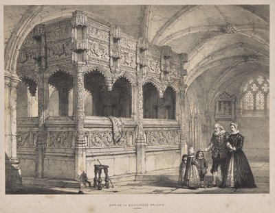Architecture of the Middle Ages: Shrine of the Countess de la Warre in Boxgrove Priory, Sussex by Joseph Nash