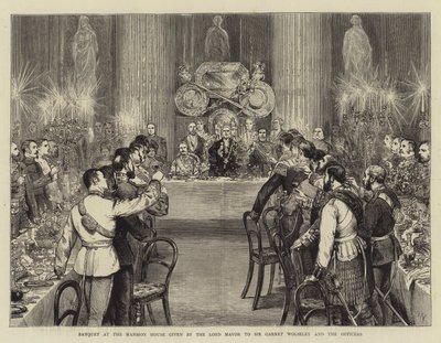 Banquet at the Mansion House given by the Lord Mayor to Sir Garnet Wolseley and the Officers by Joseph Nash