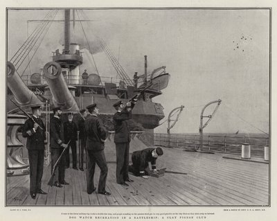 Dog Watch Recreation in a Battleship, a Clay Pigeon Club by Joseph Nash