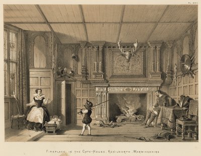 Fireplace in the Gate-House, Kenilworth, Warwickshire by Joseph Nash