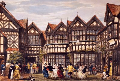 Little Moreton Hall, Cheshire, from The Mansions of England in the Olden Time by Joseph Nash
