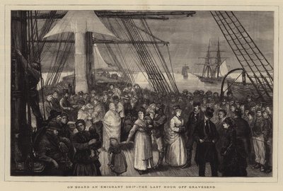 On Board an Emigrant Ship, the Last Hour off Gravesend by Joseph Nash