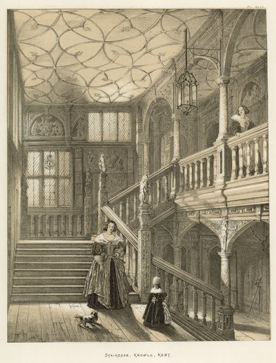 Staircase, Knowle, Kent by Joseph Nash
