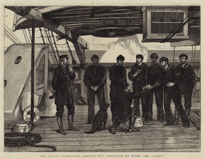 The Arctic Expedition, Serving Out Lime-Juice on Board the Alert by Joseph Nash