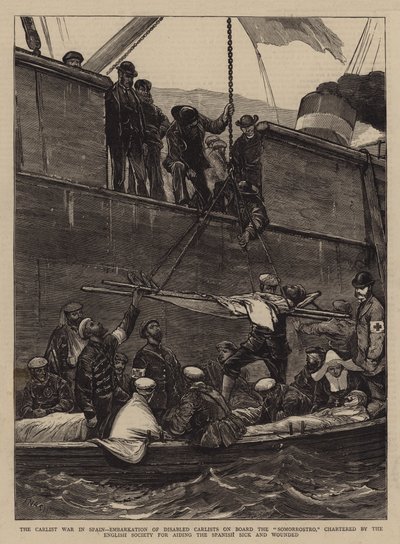 The Carlist War in Spain, Embarkation of Disabled Carlists on Board the Somorrostro, Chartered by the English Society for Aiding the Spanish Sick and Wounded by Joseph Nash