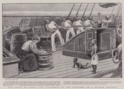 The Crisis in Samoa, the Hardships of the Refugees on a British Warship by Joseph Nash
