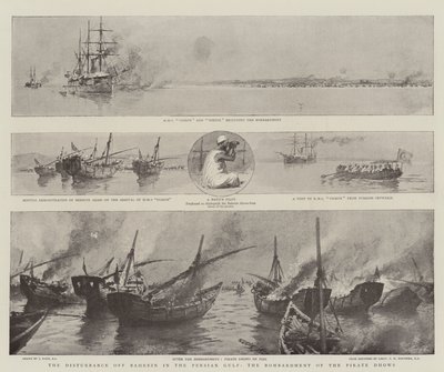 The Disturbance off Bahrein in the Persian Gulf, the Bombardment of the Pirate Dhows by Joseph Nash