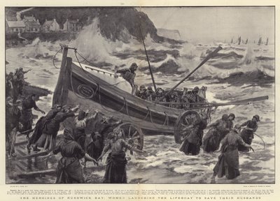 The Heroines of Runswick Bay, Women launching the Lifeboat to save their Husbands by Joseph Nash