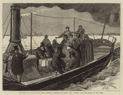 The Proposed Harbour for Rome, General Garibaldi on Board the Tevere off the Mouth of the Tiber by Joseph Nash