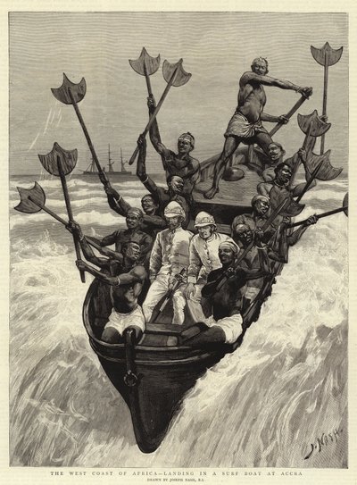 The West Coast of Africa, Landing in a Surf Boat at Accra by Joseph Nash