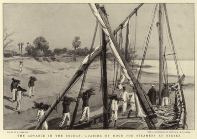 The Advance in the Soudan, Loading Up Wood for Steamers at Berber by Joseph Nash