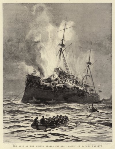 The Loss of the United States Cruiser Maine in Havana Harbour by Joseph Nash