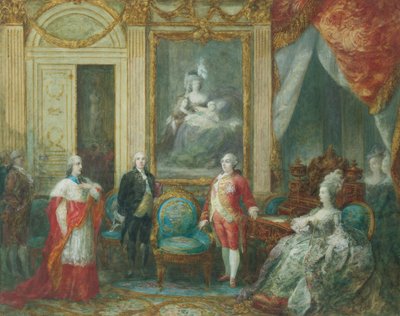 Louis XVI and His Wife Marie Antoinette Receiving a Cardinal by Joseph Navlet