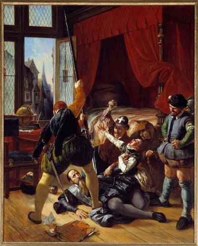 War of religion: Scene de la Saint Barthelemy, assassination of Briou, governor of the Prince of Conti, 24/08/1572 by Joseph Nicolas Robert Fleury