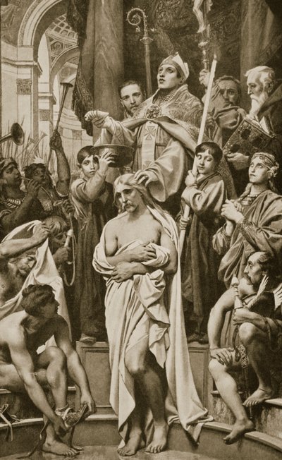 The Baptism of Clovis, Rheims, 496 AD, illustration from 