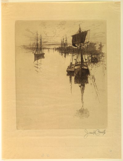 Below Chestnut Street Bridge by Joseph Pennell