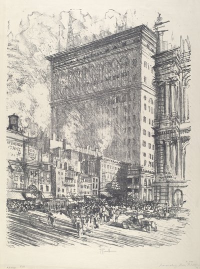 City Hall Square and Wanamaker Building by Joseph Pennell