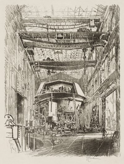 English War Work: Building the Great Turret by Joseph Pennell