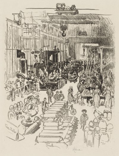 English War Work: Finishing Shells by Joseph Pennell