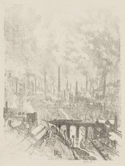 English War Work: Munitions City, No. 1 by Joseph Pennell