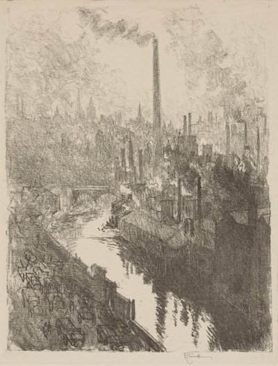 English War Work: The Great Chimney, The Motor Park by Joseph Pennell