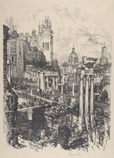 Old and New Rome, Victor Emanuel Monument by Joseph Pennell